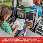 Lusso Gear Kick Mats (2 Pack) - Car Seat Back Protectors, Premium Waterproof Fabric, Reinforced Corners to Prevent Sag, and 4 Mesh Pockets for Large Storage (Tan)
