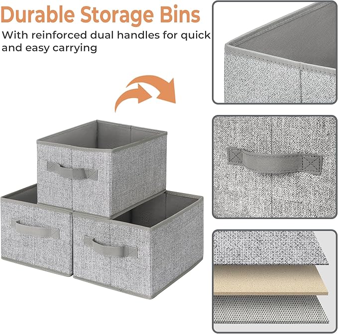 GRANNY SAYS Small Closet Storage Bins for Shelves, Storage Basket with Handles, Collapsible Storage Boxes, Decorative Organiz