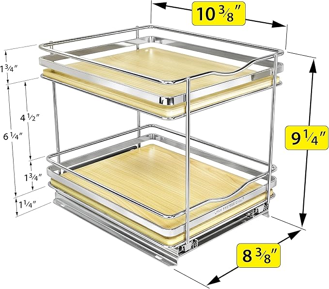 LYNK PROFESSIONAL® Élite™ Pull Out Spice Organization for Cabinets - 8-3/8 inch Wide – Spice Rack for Inside Cabinets – Wood/