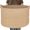 MEGASKET 115L Wicker Storage Basket, 23.6"x15.7" Woven Cotton Rope Basket, Giant Kids Dog Toy Bin Organizer, XXXL Blanket Pil