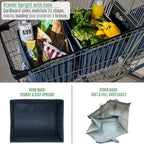 VENO 3 Pack Reusable Grocery Bags, Shopping Bags for groceries, Utility Tote with Handles and Hard Bottom, Foldable Shopping Cart Organizer, Heavy-Duty (Dark Blue, 6 Gallon-3 Pack)