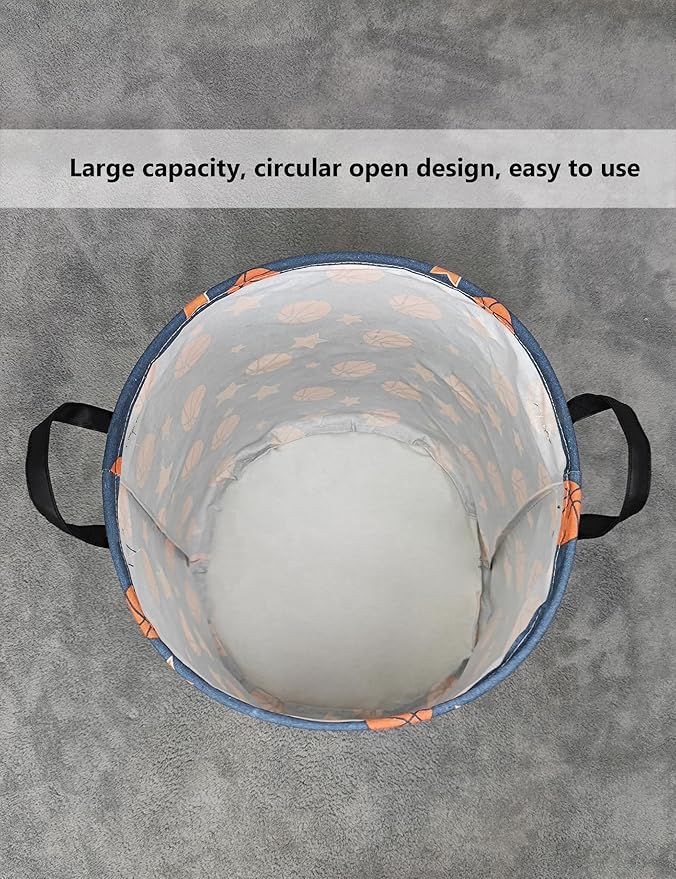 QUEENLALA Large Storage Basket,Laundry Hamper/Bathroom/Home Decor/Collapsible Round Storage Bin,Boys and Girls Hamper/Boxes/C