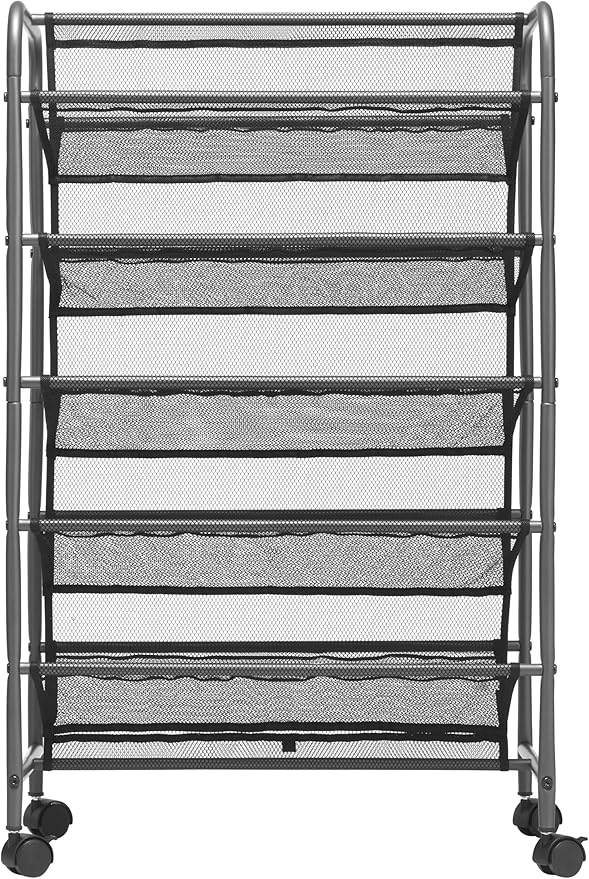 Whitmor 5-Tier Double Sided Shoe Cart, Gunmetal