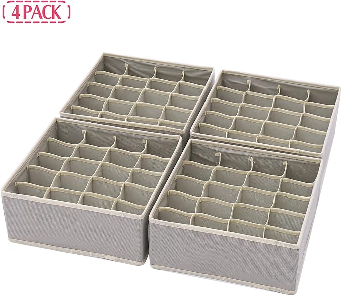 DIOMMELL Set of 4 Foldable Cloth Storage Box Closet Dresser Drawer Organizer Fabric Baskets Bins Containers Divider for Cloth