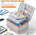 Nacial 5200℉ Fireproof Document Box with Lock, Expandable Document Organizer, Heat Insulated Fireproof Waterproof Box for Fil