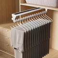 Pull Out Closet Rod, 15.7inch Heavy Duty Pants Rack, Adjustable Clothes Hanger Rail, Space Aluminum Valet Rod, Top Mounted Wa