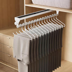 Pull Out Closet Rod, 15.7inch Heavy Duty Pants Rack, Adjustable Clothes Hanger Rail, Space Aluminum Valet Rod, Top Mounted Wa