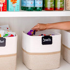 NaturalCozy Storage Cubes 11 Inch Cotton Rope Woven Baskets for Organizing, 3-Pack | Cube Storage Bin | Square Storage Basket