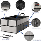EPAuto Foldable Car Trunk Organizer for SUV, 3-Compartment with Removable Divider, Gray
