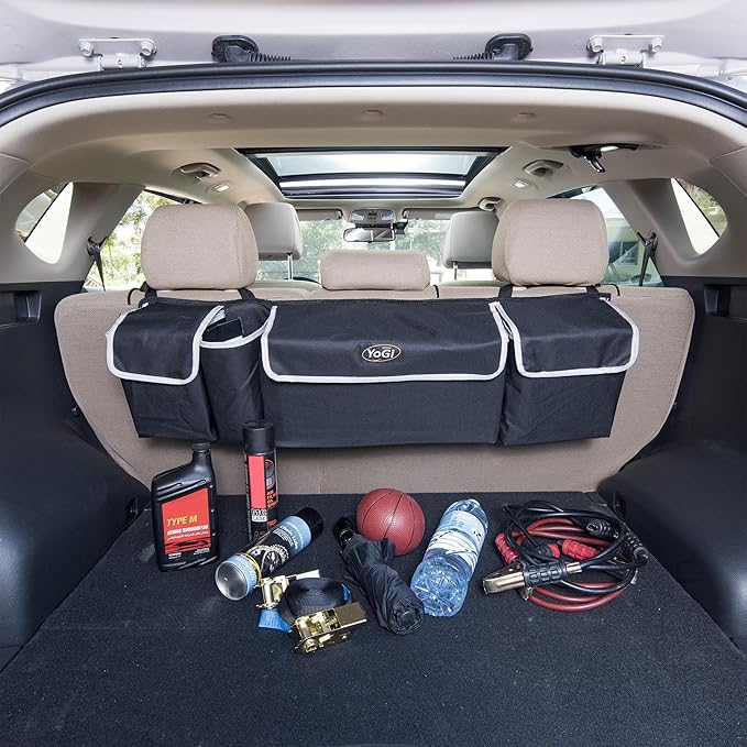 YoGi Prime Trunk Organizer for Suv | Hanging Trunk Organizer, Cars Trunk Organizers | Waterproof, 4 Pocket Backseat Storage Sol