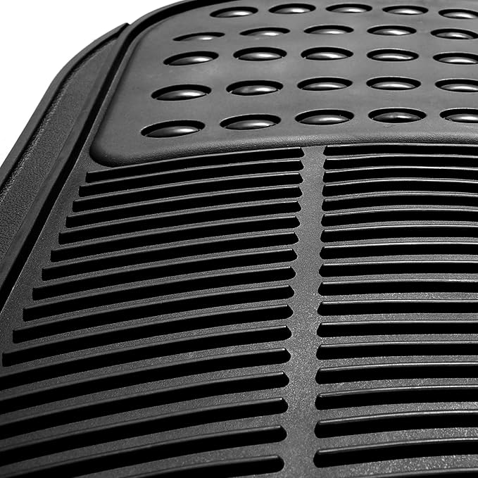 FH Group Automotive Floor Mats Climaproof for All Weather Protection Universal Fit Trimmable Heavy Duty fits Most Cars, SUVs, and Trucks, 2pc Front Set Solid Black