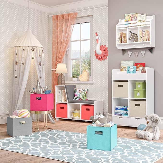RiverRidge Folding Storage Bins with Handles Taupe Cube Storage Organizer for Closet, Bedroom & Playroom - Closet Organizers 