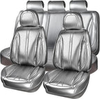 CAR PASS Ultra+ Nappa Leather Car Seat Covers Full Set Universal Cushioned, Soft Breathable Waterproof Anti-Slip Driver Seats