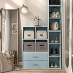 Homes: Inside + Out Apexa 4-Cube Storage Organizer Shelves, Stackable Wood Bookcase Fits Cubby Bins for Organization, Dorm Te