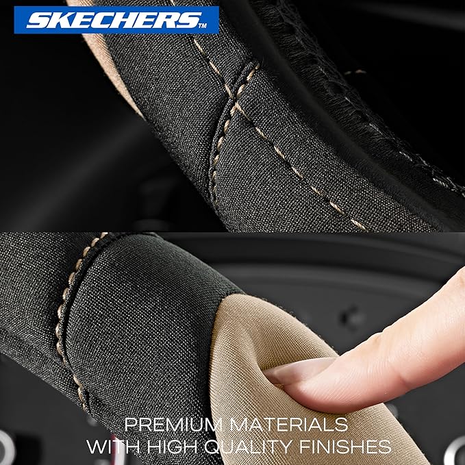 Skechers Steering Wheel Cover,Memory Foam Car Steering Wheel Cover,14.5-15inch Anti-Slip Safety Comfortable Desgin, Universal