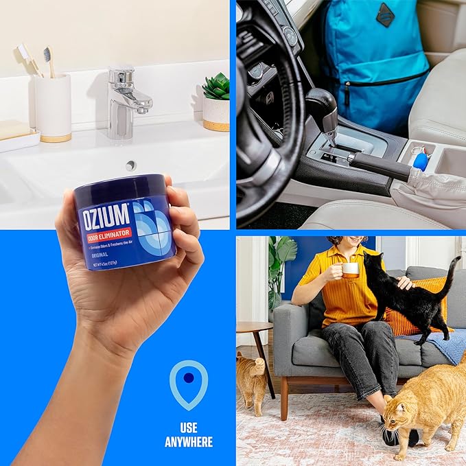 Ozium 4.5 Oz. Odor Eliminating Gel for Homes, Cars, Offices and More, Outdoor Essence, 4 Pack
