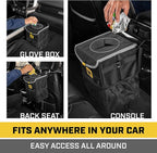 CAT® Car Trash Can & Ice Cooler – 2.4 Gallon Hanging Organizer with Anti-Spill Lid, Leak-Proof Waterproof Liner, Multi-Use Vehicle Bin for Cars, Trucks, SUVs – Heavy-Duty Travel Accessory