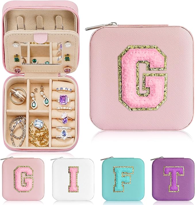 Parima Small Jewelry Box for Girls, Initial Jewelry Boxes for Girls | Small Jewelry Organizer | Travel Jewelry Case | Mini Tr