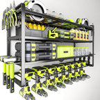 Large Power Tool Organizer Wall Mount, Garage Storage Cordless Tool Organizer with Screwdriver Holder, Heavy Duty Metal Stora