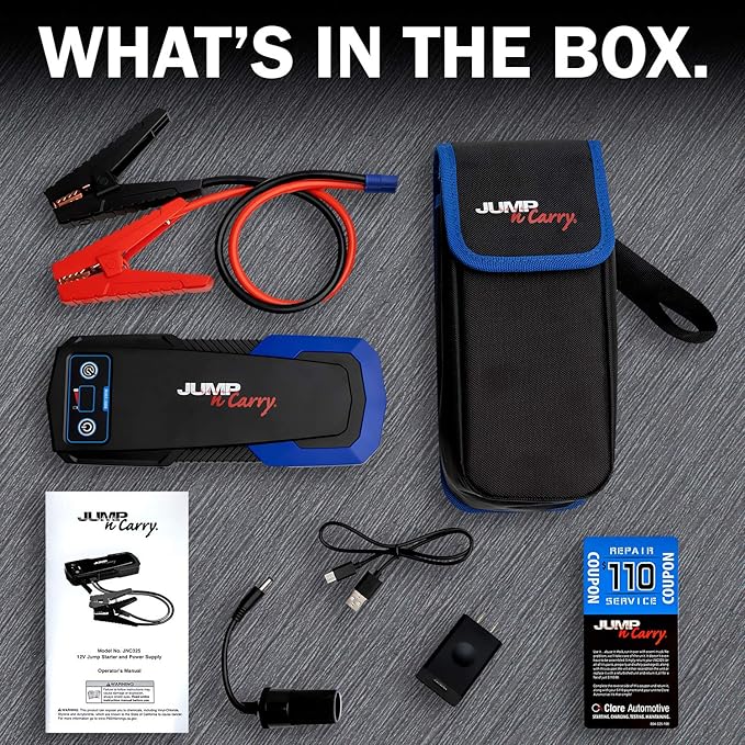 Clore Automotive JNC325 Jump-N-Carry 2000A 12 Volt Jump Starter for up to 8.0L Gasoline and 6.0L Diesel Engines