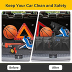YSSOA Car Trunk Organizer, Collapsible 2 Compartment Non Slip Bottom, Waterproof Car Storage Box, 600D Oxford Polyester Sturdy
