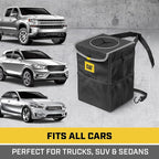 CAT® Car Trash Can & Ice Cooler – 2.4 Gallon Hanging Organizer with Anti-Spill Lid, Leak-Proof Waterproof Liner, Multi-Use Vehicle Bin for Cars, Trucks, SUVs – Heavy-Duty Travel Accessory