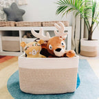 OrganiHaus Rope Baskets for Shelves - Set of 3 Woven Storage Baskets for Organizing, Closet & Toy Storage - Light Honey/Off-W