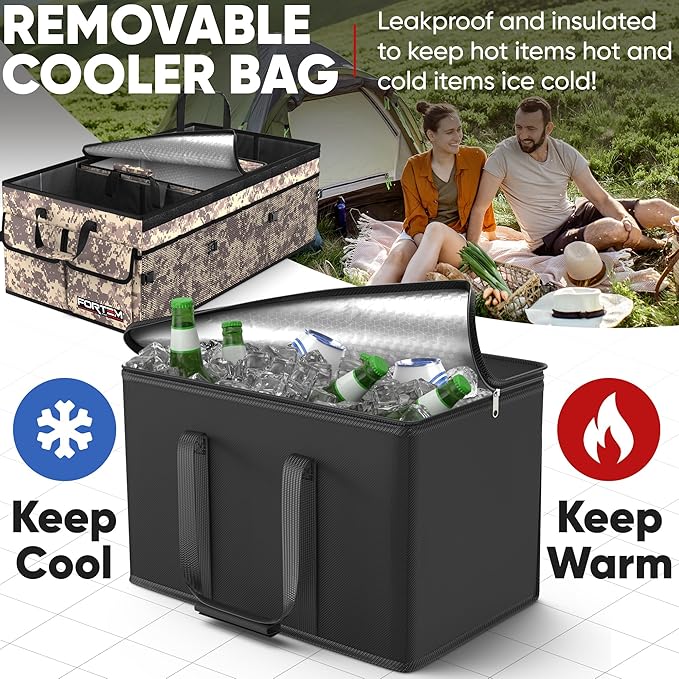 FORTEM Trunk Organizer with Cooler For SUV Car Trunk, Foldable Storage, Car Accessories for Women Men, Collapsible Bag, Perfect