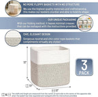 NaturalCozy Storage Cubes 11 Inch Cotton Rope Woven Baskets for Organizing, 3-Pack | Cube Bin Square Shelves Organizer, Class