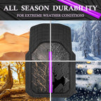 CAR PASS Rubber Floor Mats for Cars, Car Mats Full Sets DeepDish,Universal S~L Size Trim-to Fit Automotive Floor Mat for Truck Van SUV, Heavy Duty Waterproof All-Weather Floor Liners Black Purple