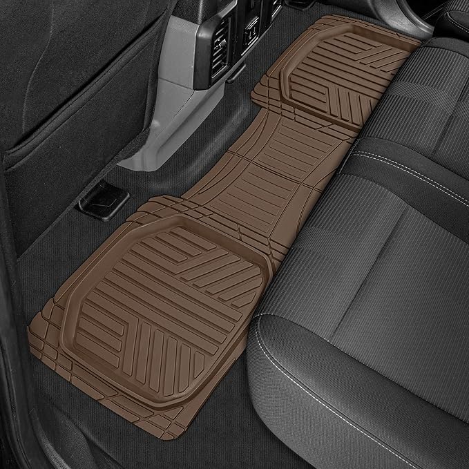 Motor Trend FlexToughXL DeepDish Floor Mats for Cars, Full Set All-Weather Rubber Automotive Floor Mats Waterproof Heavy Duty Car Mats Flexible Floor Liners for Car Truck Van SUV Car Floor Mat (Brown)