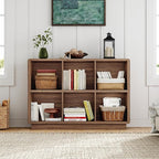 ChooChoo 6 Cube Storage Organizer, Wooden Bookcase with Storage, Cube Storage Bookshelf for Bedroom and Home Office, Brown Wa