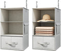 Vailando 3-Shelf Hanging Closet Organizer, Set of 2 Hanging Shelves with 2 Drawers for Wardrobe, Nursery, Baby Clothes Storag