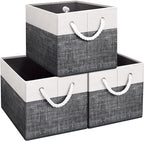 Fab totes Storage Bins [3-Pack], Foldable Storage Baskets for Organizing Toys, Books, Shelves, Closet, Large Storage Box with