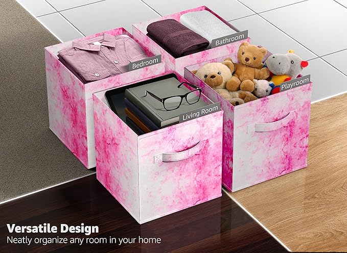 Sorbus Fabric Storage Cubes - 6 Foldable Tie Dye Storage Bins for Organizing Cubbies, Toy Box - Clothes Storage & Closet Orga
