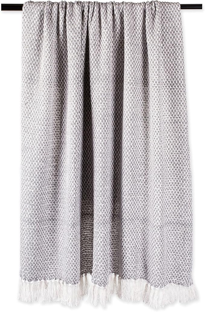 DII 100% Cotton Basket Weave Throw for Indoor/Outdoor Use Camping Bbq's Beaches Everyday Blanket, 50 x 60, Woven Stripe