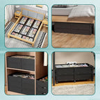 Wood Under Bed Storage Containers Underbed Organizer with Wheels Sturdy Wood Rolling Under Bed Shoe Storage Organizer 2 Packs