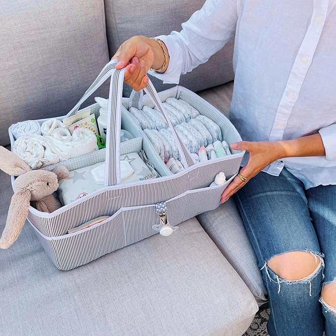 Lily Miles Baby Diaper Caddy - Organizer Tote for Infant Boy or Girl - Baby Shower Basket - Nursery Must Haves - Registry Fav