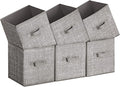 SONGMICS Storage Cubes, 11-Inch Non-Woven Fabric Bins with Double Handles, Set of 6, Closet Organizers for Shelves, Foldable,