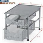 Simple Houseware Stackable 2 Tier Sliding Basket Organizer Drawer, Silver