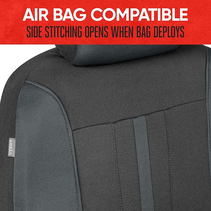 Motor Trend Black & Gray Car Seat Covers Full Set – Front Seat Covers & Rear Bench Seat Cover – Airbag Compatible, 60/40 Spli