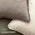 Foindtower Set of 2 Decorative Linen Fringe Throw Pillow Covers Boho Farmhouse Cushion Cover with Tassels Accent Pillowcase f