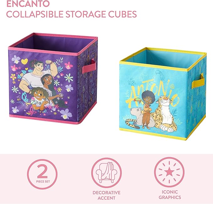 Disney Encanto Set of Two Spacious Collpasible Storage Cubes, 10"x10"
