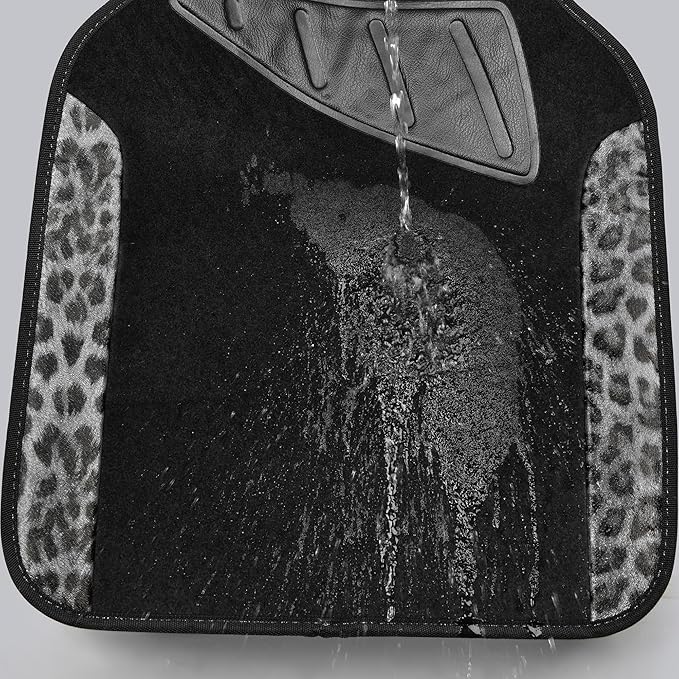 CAR PASS Waterproof Universal Car Floor Mats, Leopard Print Car Mats Fit for SUV,Vans,sedans, Trucks,Set of 4pcs Car Carpet w