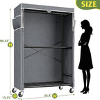 Raybee 80.32" H Clothes Rack with Cover,Rolling Clothing Racks for Hanging Clothes with Wheels,Heavy Duty Portable Garment Ra