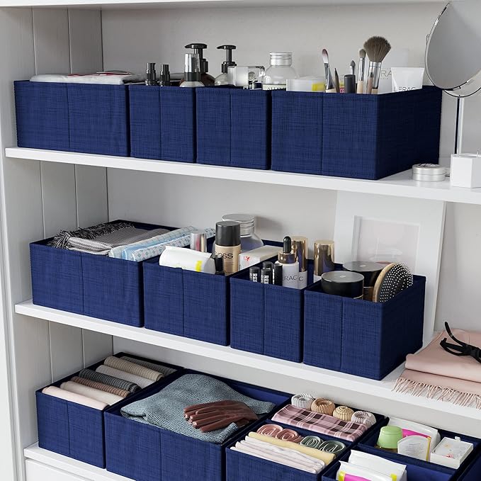 Drawer Organizer Clothes Set of 12 Navy - Dresser Organizer For Nursery, Bedroom, Closet - Perfect Baby Clothes Organizer and
