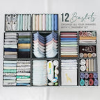 Drawer Organizer Clothes Set of 12 Grey - Dresser Organizer For Nursery, Bedroom, Closet - The Perfect Baby Clothes Organizer