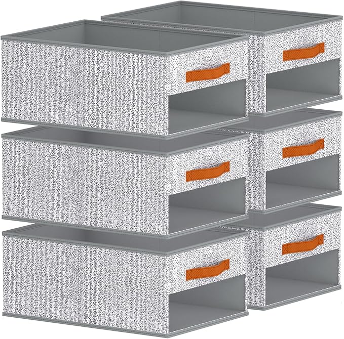 Homsorout Drawer Organizers and Storage - 6 Pack Foldable Pants Organizer with Clear Window & Handles, Fabric Closet Organize