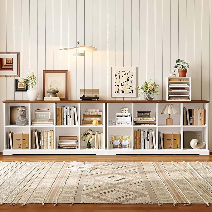 IRONCK 8 Cube Storage Organizer, Farmhouse Cube Bookshelf with Storage, Cube Shelf Organizer for Bedroom, Living Room and Hom