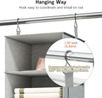 Vailando 6-Tier Hanging Shelves for Closet, Two 3-Shelf Hanging Closet Organizer w/ 4 Side Pockets and 3 Drawers, Combinable 
